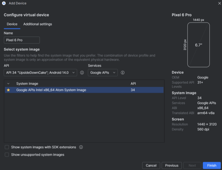 configure virtual device