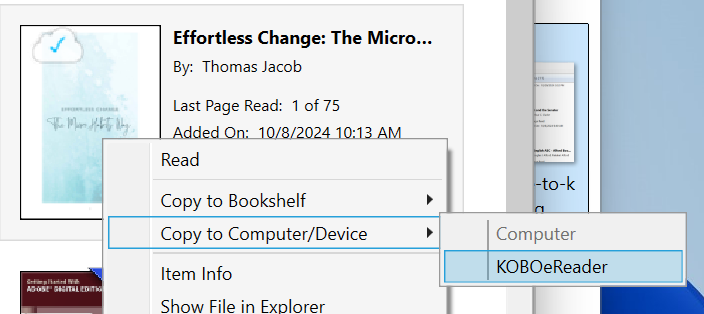 transfer ade to kobo
