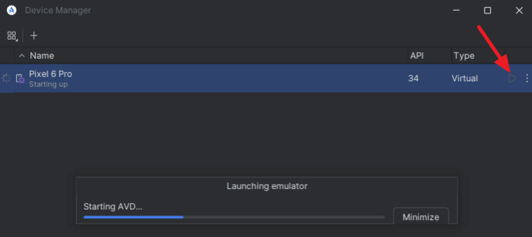 launch the emulator