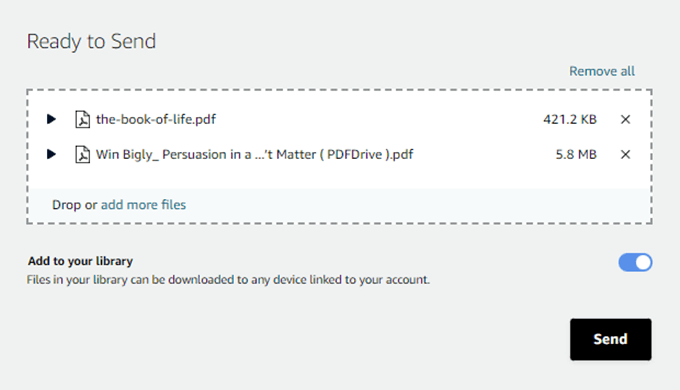 send files to kindle