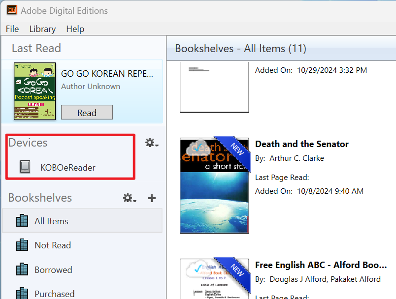 transfer ade to kobo